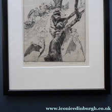Load image into Gallery viewer, Strange 1930s Etching Featuring Winged Imps by Doris Boulton-Maude. Entitled "The Dead Tree.
