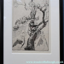 Load image into Gallery viewer, Strange 1930s Etching Featuring Winged Imps by Doris Boulton-Maude. Entitled "The Dead Tree.
