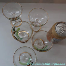 Load image into Gallery viewer, Vintage 1930s Glass Cockerel / Rooster SET OF FIVE Miniature Glasses. Rare Cock Fighting Images 
