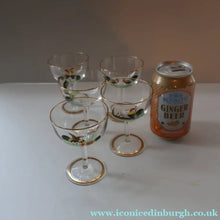 Load image into Gallery viewer, Vintage 1930s Glass Cockerel / Rooster SET OF FIVE Miniature Glasses. Rare Cock Fighting Images 
