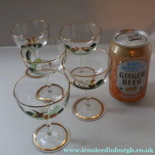 Load image into Gallery viewer, Vintage 1930s Glass Cockerel / Rooster SET OF FIVE Miniature Glasses. Rare Cock Fighting Images 
