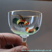 Load image into Gallery viewer, Vintage 1930s Glass Cockerel / Rooster SET OF FIVE Miniature Glasses. Rare Cock Fighting Images 
