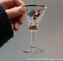 Load image into Gallery viewer, Vintage 1930s Glass Cockerel / Rooster Miniature Liqueur Glasses
