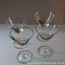 Load image into Gallery viewer, Vintage 1930s Glass Cockerel / Rooster SET OF FIVE Miniature Glasses. Rare Cock Fighting Images 
