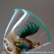 Load image into Gallery viewer, Vintage 1930s Glass Cockerel / Rooster SET OF FIVE Miniature Glasses. Rare Cock Fighting Images 
