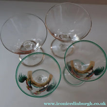 Load image into Gallery viewer, Vintage 1930s Glass Cockerel / Rooster SET OF FIVE Miniature Glasses. Rare Cock Fighting Images 
