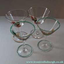 Load image into Gallery viewer, Vintage 1930s Glass Cockerel / Rooster SET OF FIVE Miniature Glasses. Rare Cock Fighting Images 
