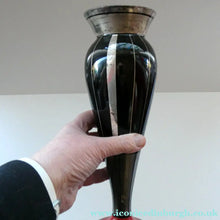 Load image into Gallery viewer,  FRENCH Art Deco HEM Black Glass Vase by Michel Herman : 10 3/4 inches
