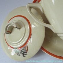 Load image into Gallery viewer, Royal Doulton 1930s Art Deco Royal Tango Lidded Cup and Saucer
