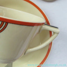 Load image into Gallery viewer, Royal Doulton 1930s Art Deco Royal Tango Lidded Cup and Saucer
