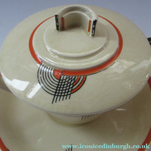 Load image into Gallery viewer, Royal Doulton 1930s Art Deco Royal Tango Lidded Cup and Saucer
