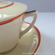 Load image into Gallery viewer, Royal Doulton 1930s Art Deco Royal Tango Lidded Cup and Saucer
