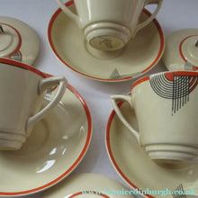 Load image into Gallery viewer, Royal Doulton 1930s Art Deco Royal Tango Lidded Cup and Saucer
