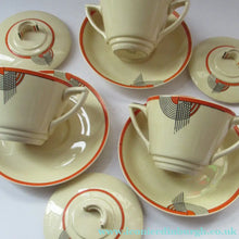 Load image into Gallery viewer, Royal Doulton 1930s Art Deco Royal Tango Lidded Cup and Saucer
