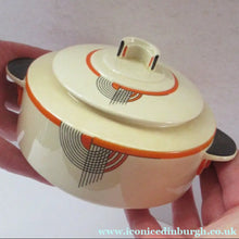 Load image into Gallery viewer, 1930s Royal Doulton Art Deco Miniature Lidded Serving Dish Orange Tango
