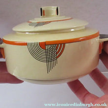 Load image into Gallery viewer, 1930s Royal Doulton Art Deco Miniature Lidded Serving Dish Orange Tango
