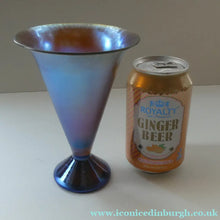 Load image into Gallery viewer, German WMF "Myra Kristal" Glass Trumpet Shape Vase with Stunning Blue and Gold Iridescent Lustres
