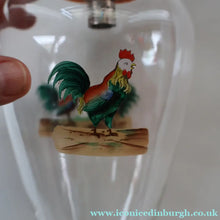 Load image into Gallery viewer, Vintage 1930s Glass Cockerel / Rooster Glass Decanter and 6 Matching Shot Glasses. Rare Cock Fighting Images
