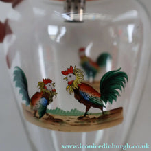 Load image into Gallery viewer, Vintage 1930s Glass Cockerel / Rooster Glass Decanter and 6 Matching Shot Glasses. Rare Cock Fighting Images
