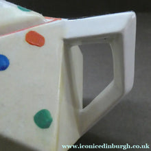Load image into Gallery viewer, 1930s Hancock's Ivory Ware ART DECO Miniature or Cabinet Tea Set Embellished with Random Multi-Colour Dots
