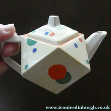 Load image into Gallery viewer, 1930s Hancock's Ivory Ware ART DECO Miniature or Cabinet Tea Set Embellished with Random Multi-Colour Dots
