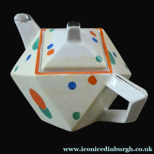 Load image into Gallery viewer, 1930s Hancock's Ivory Ware ART DECO Miniature or Cabinet Tea Set Embellished with Random Multi-Colour Dots
