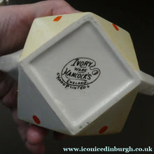Load image into Gallery viewer, 1930s Hancock's Ivory Ware ART DECO Miniature or Cabinet Tea Set Embellished with Random Multi-Colour Dots
