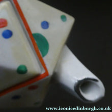 Load image into Gallery viewer, 1930s Hancock's Ivory Ware ART DECO Miniature or Cabinet Tea Set Embellished with Random Multi-Colour Dots
