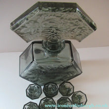 Load image into Gallery viewer, 1930s Czechoslovakian  Schlevogt Bacchus Decanter  &amp; Shot Glasses
