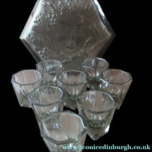 Load image into Gallery viewer, 1930s Czechoslovakian  Schlevogt Bacchus Decanter  &amp; Shot Glasses
