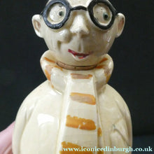 Load image into Gallery viewer, Quirky 1930s JAPANESE Ceramic Decanter, Stand and Four Shot Glasses. TENNIS PLAYER
