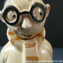 Load image into Gallery viewer, Quirky 1930s JAPANESE Ceramic Decanter, Stand and Four Shot Glasses. TENNIS PLAYER
