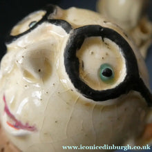 Load image into Gallery viewer, Quirky 1930s JAPANESE Ceramic Decanter, Stand and Four Shot Glasses. TENNIS PLAYER
