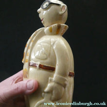 Load image into Gallery viewer, Quirky 1930s JAPANESE Ceramic Decanter, Stand and Four Shot Glasses. TENNIS PLAYER
