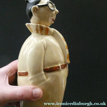 Load image into Gallery viewer, Quirky 1930s JAPANESE Ceramic Decanter, Stand and Four Shot Glasses. TENNIS PLAYER
