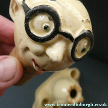 Load image into Gallery viewer, Quirky 1930s JAPANESE Ceramic Decanter, Stand and Four Shot Glasses. TENNIS PLAYER
