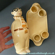 Load image into Gallery viewer, Quirky 1930s JAPANESE Ceramic Decanter, Stand and Four Shot Glasses. TENNIS PLAYER

