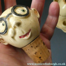 Load image into Gallery viewer, Quirky 1930s JAPANESE Ceramic Decanter, Stand and Four Shot Glasses. TENNIS PLAYER
