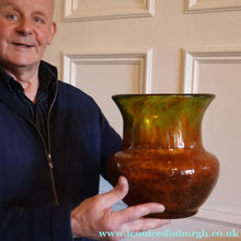 Load image into Gallery viewer, Large 1930s Czech  / Bohemian Glass Vase. Heavy Piece with Mottled Colours
