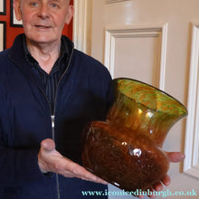 Load image into Gallery viewer, Large 1930s Czech  / Bohemian Glass Vase. Heavy Piece with Mottled Colours
