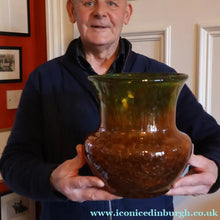 Load image into Gallery viewer, Large 1930s Czech  / Bohemian Glass Vase. Heavy Piece with Mottled Colours
