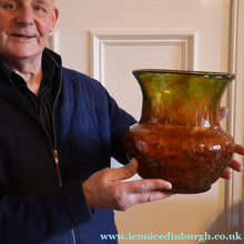 Load image into Gallery viewer, Large 1930s Czech  / Bohemian Glass Vase. Heavy Piece with Mottled Colours
