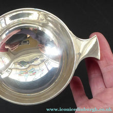 Load image into Gallery viewer, 1930s Large Size SOLID SILVER Quaich. Stylish Deco Shape in Original Box. Hallmarked 1936 and Inscribed "Ann" on the side
