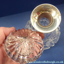 Load image into Gallery viewer, 1930s MAPPIN &amp; WEBB and John Walsh Crystal Hallmarked Silver Neck Decanter. KENILWORTH Cut Pattern
