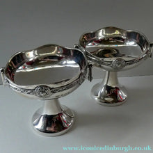Load image into Gallery viewer, 1930s Solid Silver Miniature Footed Dishes with Celtic Decoration by Henry Matthews
