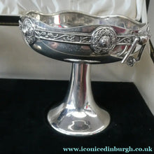 Load image into Gallery viewer, 1930s Matching Pair of  Sterling Solid Silver Miniature Comports or Footed Dishes with Fine Celtic Decoration. HENRY MATTHEWS Maker's Mark
