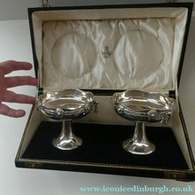 Load image into Gallery viewer, 1930s Solid Silver Miniature Footed Dishes with Celtic Decoration by Henry Matthews
