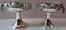 Load image into Gallery viewer, 1930s Solid Silver Miniature Footed Dishes with Celtic Decoration by Henry Matthews
