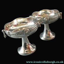 Load image into Gallery viewer, 1930s Solid Silver Miniature Footed Dishes with Celtic Decoration by Henry Matthews
