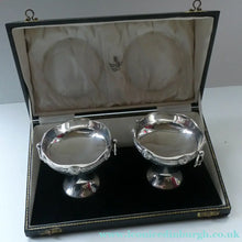 Load image into Gallery viewer, 1930s Solid Silver Miniature Footed Dishes with Celtic Decoration by Henry Matthews
